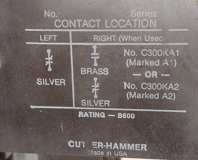 CUTLER HAMMER MOTOR STARTER A10CN0 NEMA 1 27A CONTACTOR 120V COIL W 1036 HEATERS
