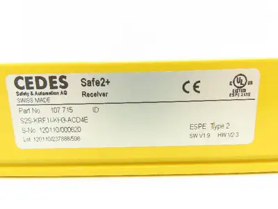 Cedes 107 715 Safe2+ Safety Light Curtain Receiver S2S-KRF1I-KH3-ACD4E 360mm