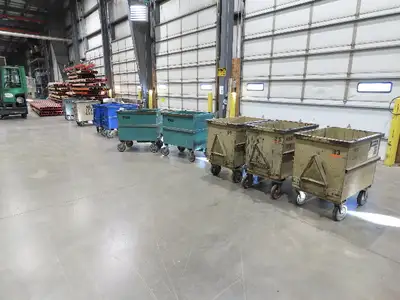 Portable Steel Hopper 1/2 Yard Tote Non-Tilt Towable Cart 36x24x27" Tan