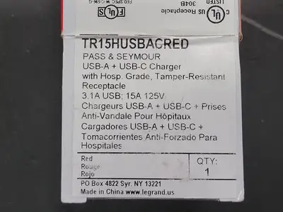 NEW PASS & SEYMOUR TR15HUSBACRED