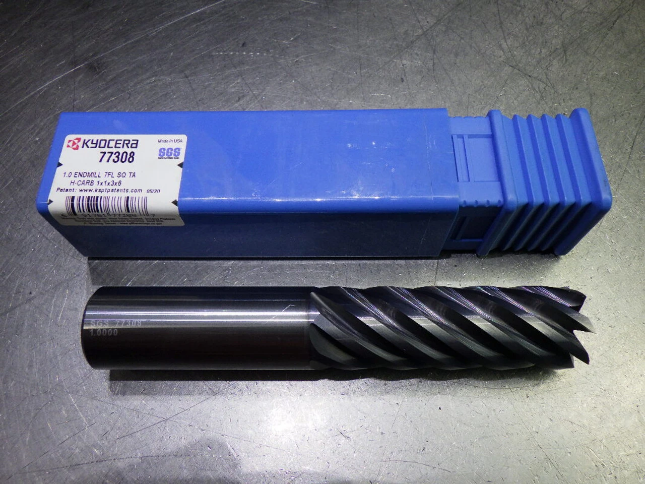Kyocera/SGS 1" 7 Flute Carbide SQ Endmill 1" Shank TA Coated 77308 (LOC2756A)