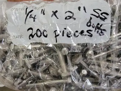 THE 1/4" x 2" F593C Stainless Steel Hex Bolt (Bag of 200/Qty)