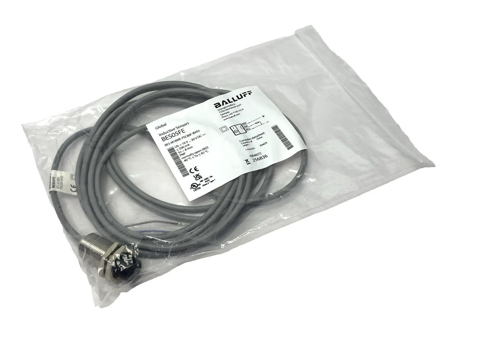 New | in-Stock Balluff Inductive Proximity Sensors M18 8mm Range BES M18ME-PSC80F-BV03 Proximity Sensors Michigan US | Maverick Industrial Sales #1389492