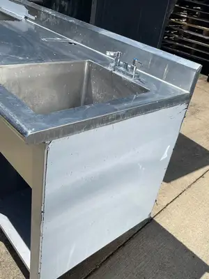 Used Falcon Restaurant Supply Used 79"x 30" Stainless Steel Beverage Drink Station with Sink and Drip Tray Drain - SS1 Underbar Equipment Illinois US | Falcon Restaurant Supply #1376124