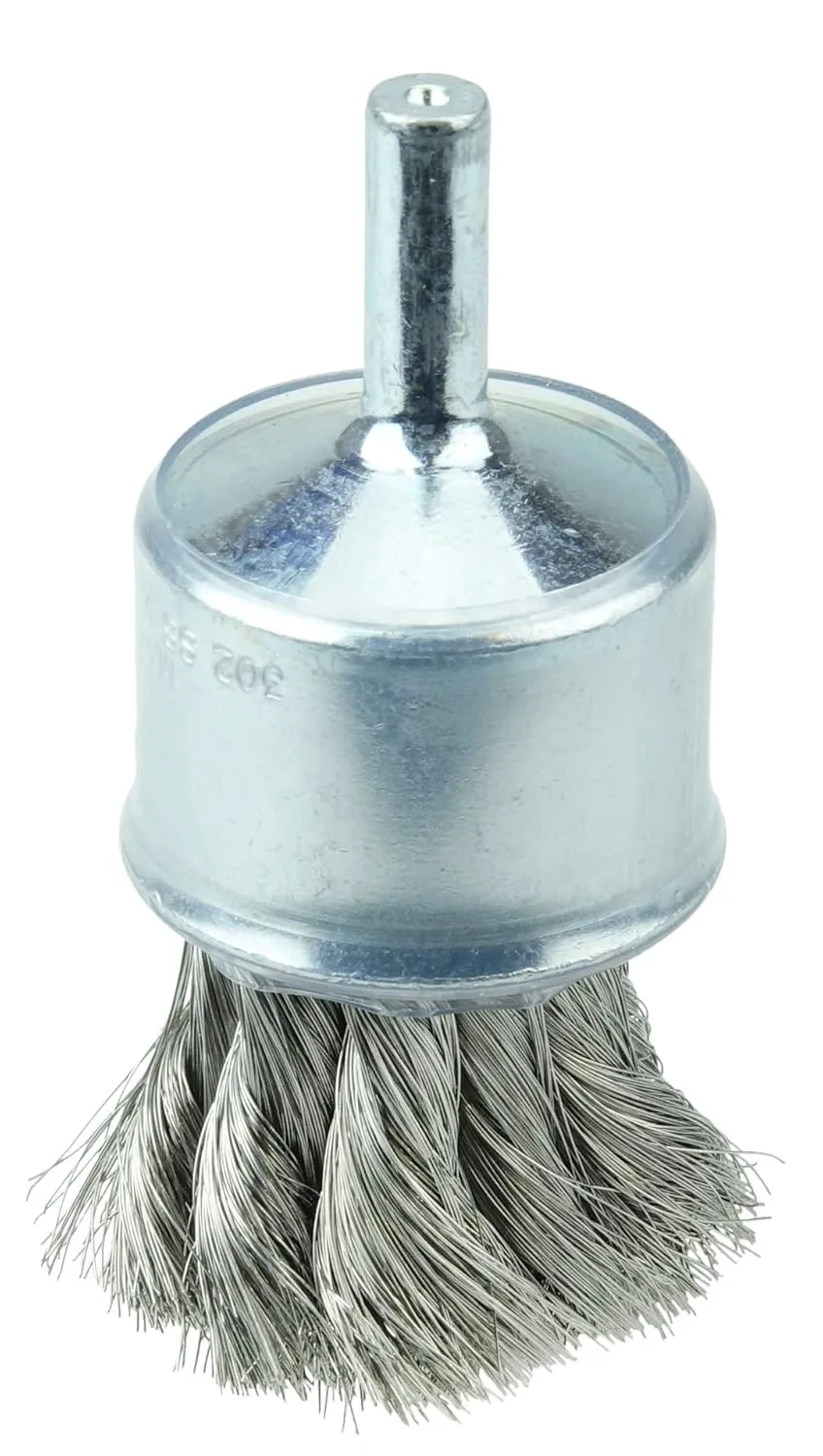 Weiler 1-1/8" Knot Wire End Brush .006" Stainless Steel 1/4" Shank USA Made