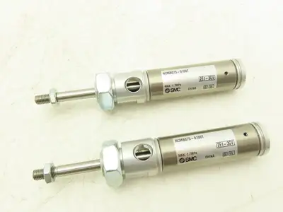 SMC NCMB075-0100T Pneumatic Air Cylinder 3/4"Bore 1"Stroke Spring Ext  Lot of 2