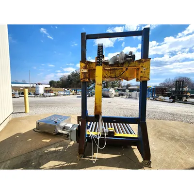 Used Flexicon Rear Post Bulk Bag Filler with powered roller conveyor