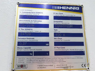 Used HENNIG _UNKNOWN_ Conveyor Parts Indiana US | Arrow Industrial #1366820