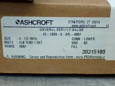 New | in-Stock ASHCROFT 451009S04L400# Miscellaneous MRO Ohio US | HGR 24 #891469