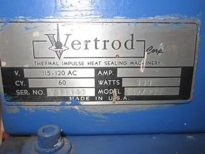 Sealer, Bag, Impulse, Vertrod, Mdl 14P-PTV, Thermal, 15" #S738818