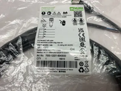 NEW MURRELEKTRONIK SINGLE ENDED M12 FEMALE 0° A-COD. CORDSET 5M