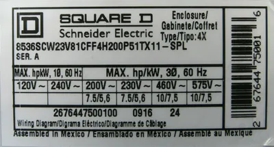 NEW SQUARE D 8536SCW23V81CFF4H200P51TX11-SPL STARTER SIZE 1 8536SCO3H200S