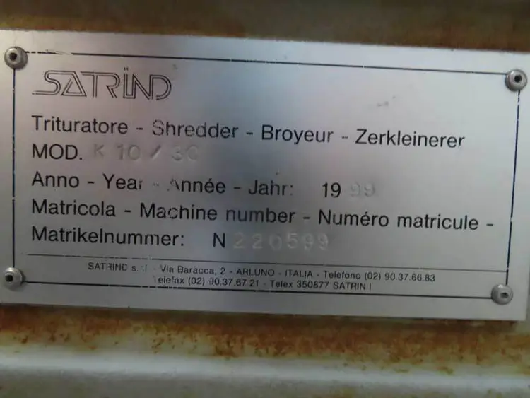 Used 1999 Satrind K10/30 Shredders Illinois US | Mark One Machinery #789585
