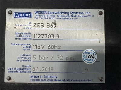 Used 2019 WEBER ZEB-360 Flexible Drilling and Inserting Machines Florida US | MachineryMax #1462218