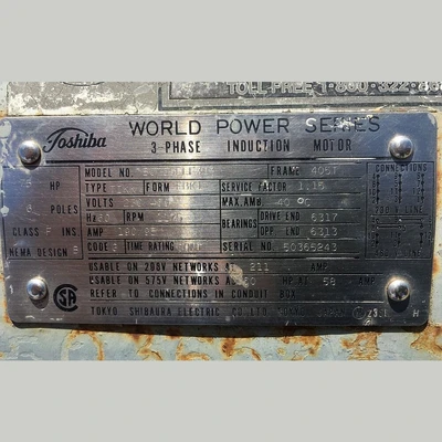 Toshiba 75 HP Motor