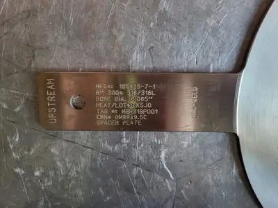 6" Paddle Orifice Plate Upstream 6.065"