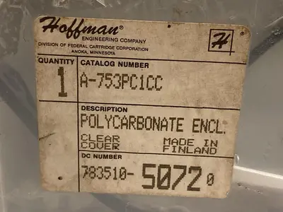 Used HOFFMAN A-753PC1CC Miscellaneous Equipment (Electrical & Power) | Surplus Asset Holdings #1201127