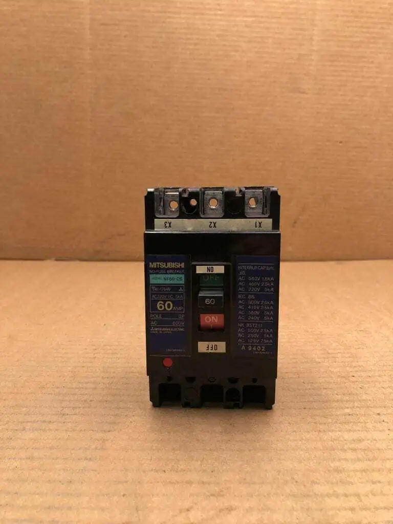 Mitsubishi NF60-CS 3 Pole 60A Molded Case Circuit Breaker 600V
