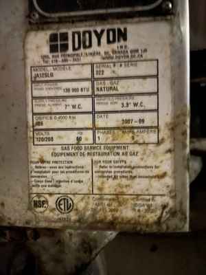 8-0160 Doyon JA12SLG Double Stack Natural Gas Convection Ovens