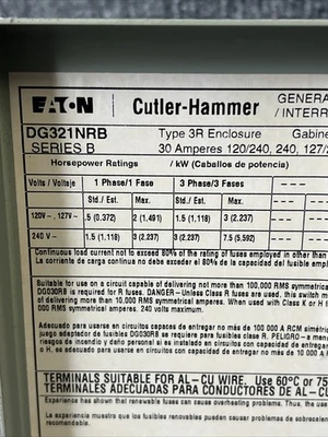Used Eaton DG321NRB Misc Electrical & Power Parts California US | Davliegogo LLC #1710554