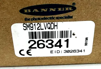 NEW BANNER SM912LVQDH PHOTOELECTRIC SCANNER 26341