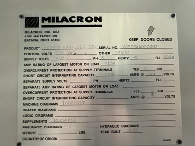 180mm Milacron/Gamma Meccanica Recycling System, New In 2010