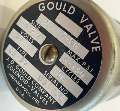 NEW JD GOULD QR-3V VALVE AIR WATER 3/4 PSI 5-150 24V QR3V