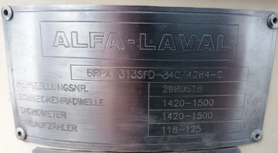 Alfa-Laval BRPX 313 SFD-34C beer clarifier, 316SS.