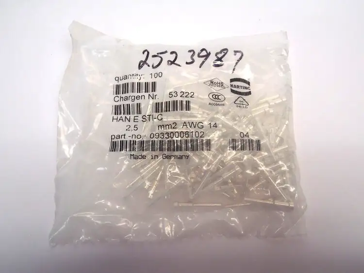 Used HARTING HEAVY DUTY CONNECTOR CONTACTS HAN E STI-C Connector Accessories | Maverick Industrial Sales #1107170