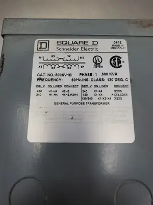 Square D 500SV1B 0.5 kVA Wall Mount Power Distribution Transformer. 1D-63
