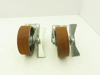 Albion 6" Swivel Caster Wheel Locking Cast Iron 7-1/2" Height Lot of 2