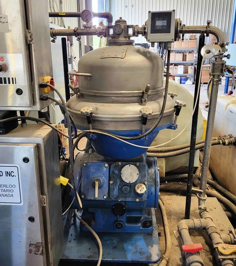 Alfa-Laval BRPX 313 XGD-75-60 oil concentrator skid, 316SS.