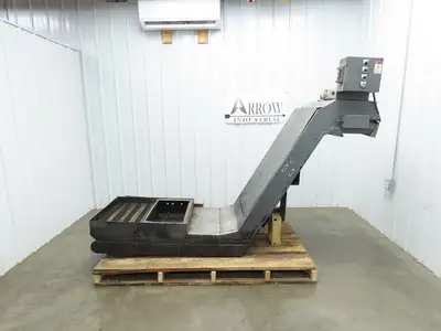 Enomoto 37"W x 8' 4" Chip Conveyor 26"Belt 220V *Needs New Drive Sprockets*