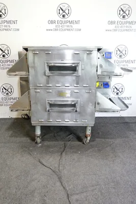 MIDDLEBY MARSHALL DOUBLE STACK PROPANE GAS SPLIT BELT PIZZA CONVEYOR OVEN MODEL PS636G (R TO L)