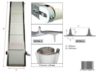 White Cleated Flat Bed for Incline Conveyor Belt - Food Grade