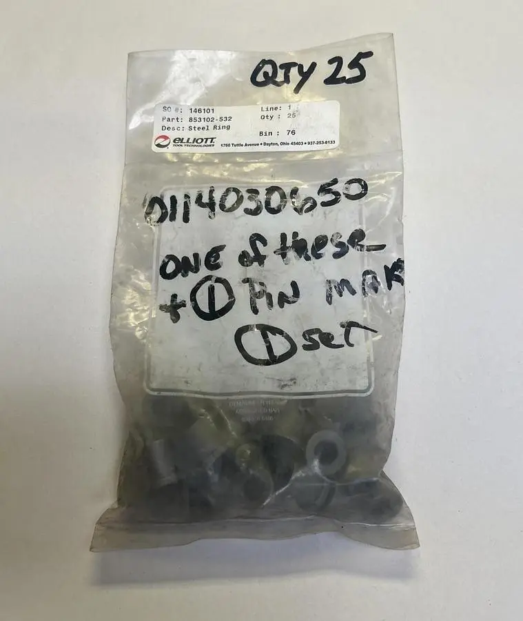 New | in-Stock ELLIOT 853102-532 Misc Fasteners | Surplus Asset Holdings #1199770