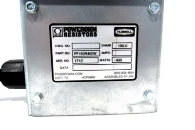 USED HUBBELL PF150R400W POWEROHM RESISTOR