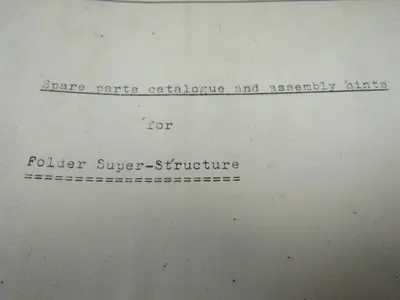 Albert Frankenthal Folder Superstructure Spare Parts Catalogue & Assembly Hints