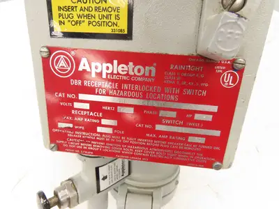 Appleton DBR6034DS DBR Receptacle 60A 3W 4P Disconnect Pin Sleave Plug