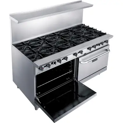 New | in-Stock Dukers New Dukers DCR60-10B 60" Gas Cooktop Range with Ten (10) Open Burners Commercial Ranges Illinois US | Falcon Restaurant Supply #1376279