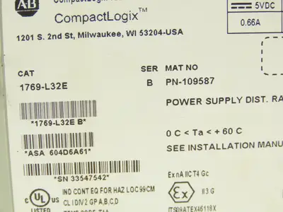 Allen Bradley 1769-L32E CompactLogix Ethernet Controller Processor Ser B 109587
