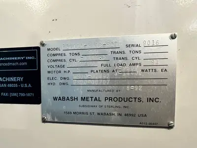 USED 1992 WABASH WABASH PCV100-2418-5CTM PRESS