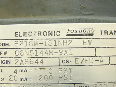 Foxboro 821GM-IS1NH2 EW Electronic Pressure Transmitter 65VDC 600PSI W/Bracket