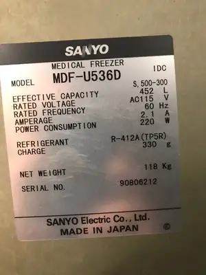 Sanyo MDF-U536D -30 C Double Door Commercial Freezer 16Cf 120v FULLY TESTED