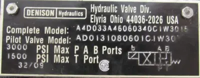 NEW DENISON A4D033AA4D033A46060310CIW3015 VALVE AD0131080601C1W30