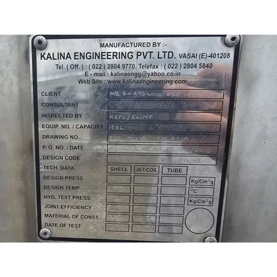 Used 1000L 264 GAL Jacketed Stainless Steel 316L Pressure Rated Mix Tank Reactor