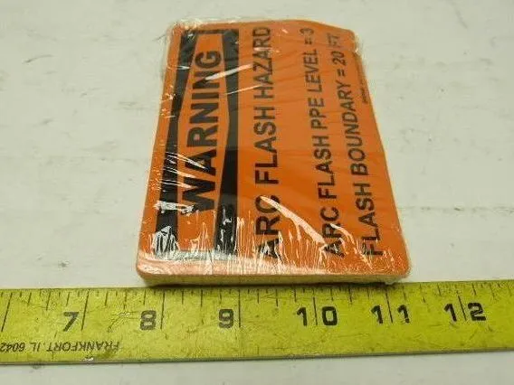 Brimar 3-1/2" X 5" Warning Arc Flash Hazard 20FT Decal Sticker Lot of 47