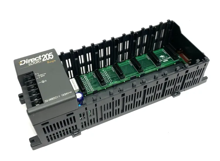 Used AUTOMATIONDIRECT DIRECTLOGIC DL205 I/O BASE, 6-SLOT, DIN RAIL/PANEL PLC Chassis Michigan US | Maverick Industrial Sales #1090343