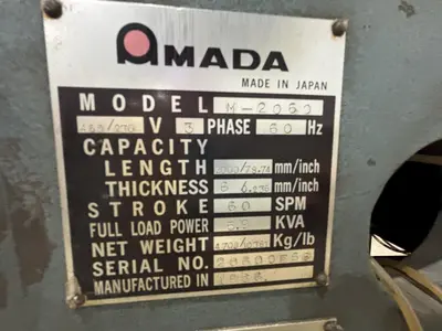 6' X 1/4" AMADA MODEL #M-2060 MECHANICAL POWER SHEAR: STOCK #20973