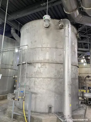 Used 14,000 Gallon 316L Stainless Steel Vertical Tank – Erected Steel Products, API-650, Agitated, Built 2012